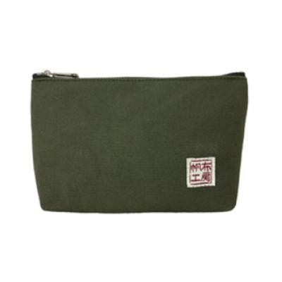 ふるさと納税 加東市 帆布工房　舟型ミニポーチ(カーキ)　約12×21×5cm