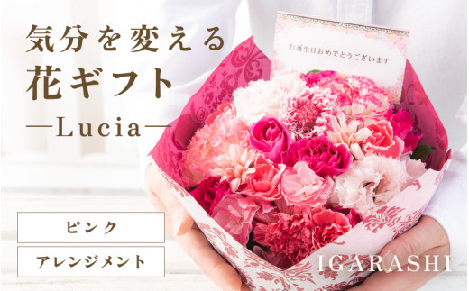 気分を変える花ギフト -Lucia- (アレンジメント・ピンク) [aw062-a002_03]