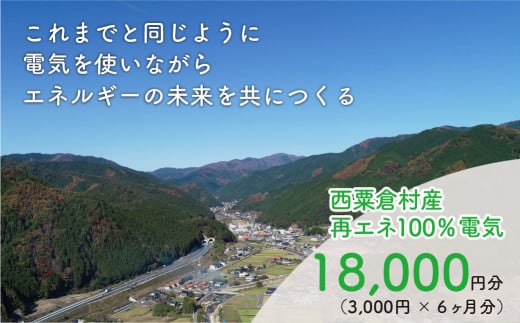 
電気料金 （3,000円✕6ヶ月分） 百森でんき CO2フリー 地域電力 お礼の電気 脱炭素 ゼロカーボン 岡山県 西粟倉村 【まずは寄付のお申し込みを！】 e-vv-A02D
