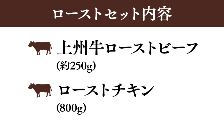 嬬恋産 はちみつ入り 上州牛 ローストビーフ & ローストチキンセット 冷凍 惣菜 嬬恋村 [AH010tu]