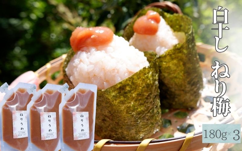 白干しねり梅 180g×3 塩分20％ 添加物不使用 / 梅 うめ ウメ 梅干し 梅干 白干し 南高梅 紀州南高梅 和歌山県 田辺市 【aoi020】 