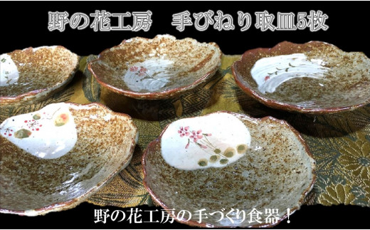 026-A-18 野の花工房 手びねり取皿5枚