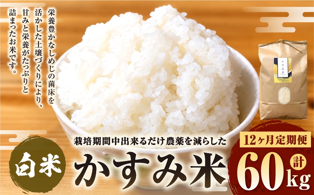 
                  【 12ヶ月定期便 】 栽培期間中出来るだけ農薬を減らした「かすみ米」白米 5kg 茨城県共通返礼品 ・ 潮来市産 お米 米 こしひかり 精米 白飯 ご飯 おにぎり 和食 国産 茨城県産 定期 定期配送
                