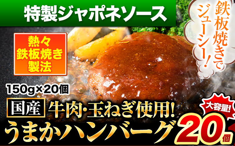 特製ジャポネソースハンバーグ 150g×20個 国産牛肉使用 《7-14日以内に出荷予定(土日祝除く)》 冷凍 大容量 玉東町 国産 肉 牛肉 豚肉 返礼品 温めるだけ 小分け 簡単 調理 特製 惣菜