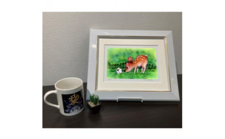 版画 インチ版画「BANBI 出会い」 SOCKS 絵画 F-60