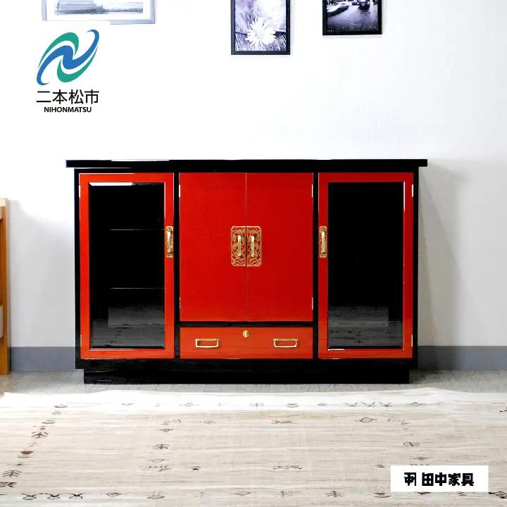 45朱塗リビングボード 朱と黒 UV漆 《創業明治2年 田中家具 謹製》【田中家具】