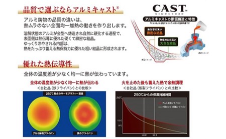 フライパン ガス火用 キャストスタイルライト 20cm テフロン 軽量 北陸アルミ 北陸アルミニウム 日本製 調理器具 キッチン用品 日用品 富山県