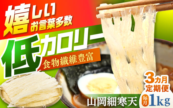 【3回定期便】山岡細寒天 計1kg（500g×2袋）/ 寒天 かんてん 細寒天 / 恵那市 / 岐阜県寒天水産工業組合 [AUBD010]