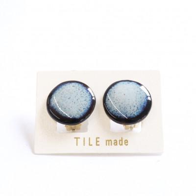 ふるさと納税 瑞浪市 【美濃焼】紫むらタイルイヤリング(直径20mm)