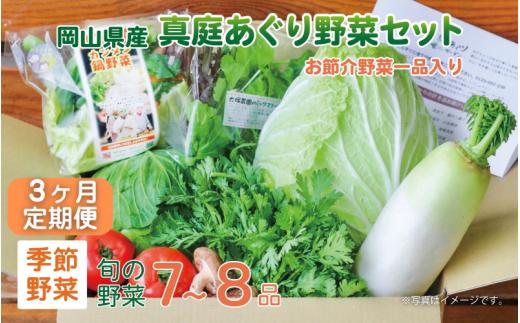【3カ月定期便】真庭あぐり野菜セット セットカット野菜が1品入る 7～8品 / 詰め合わせ 産地直送 お試し 岡山県 産直工房 新鮮 あぐりガーデン 国産 【配送不可：北海道／沖縄県／離島】  【jujy-tkb048】