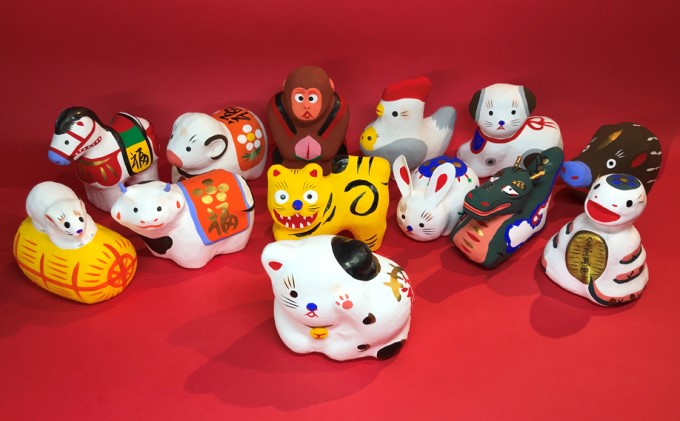 【伝統工芸品】ミニチュアサイズ 干支 12干支セット［大］13体 人形 民芸品 伝統技術 キャラクター ミニチュアサイズ干支