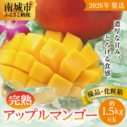 【2026年発送】＜優品＞完熟アップルマンゴー約1.5kg（化粧箱）6玉