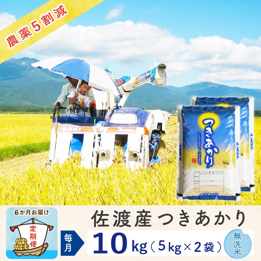 【令和8年産新米 6ヶ月】佐渡島産つきあかり 無洗米 10kg（5kg×2袋） ～農薬5割減～195962-4124