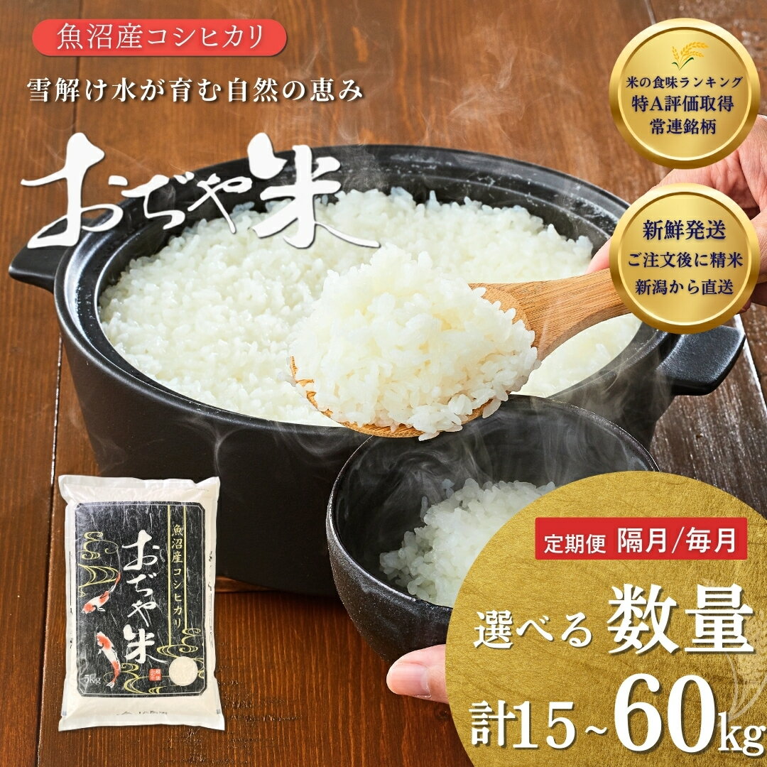 【ふるさと納税】コシヒカリ 定期便 特Aランク 米 令和7年産 魚沼産コシヒカリ 5kg 10kg 15kg 3回 4回 6回 8回 10回 12回 選べる数量 回数 毎月 隔月 新潟産コシヒカリ おぢや米 お米 こしひかり 白米 精米 ブランド米 鮮度抜群 JA魚沼 新潟県 小千谷市