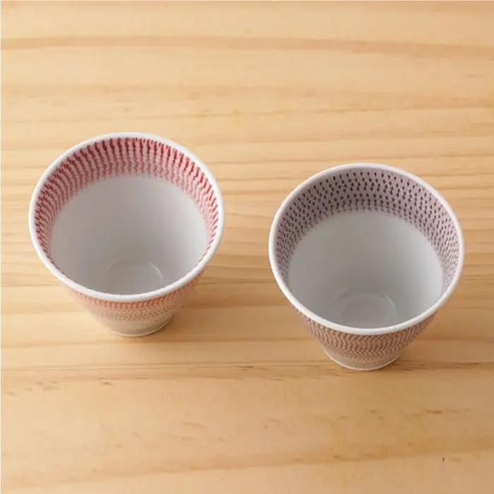 【波佐見焼】 色染流し 湯呑 2点セット 赤・ネズミ色 食器 皿 【一真陶苑】 [BB20]  波佐見焼