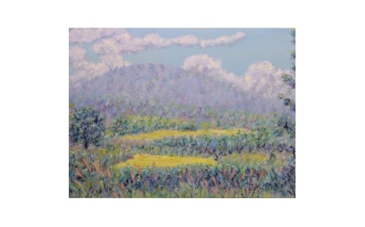 風景画・景行天皇陵～三輪山＜山辺の道＞(A3サイズ複製画・額装込)【1631332】