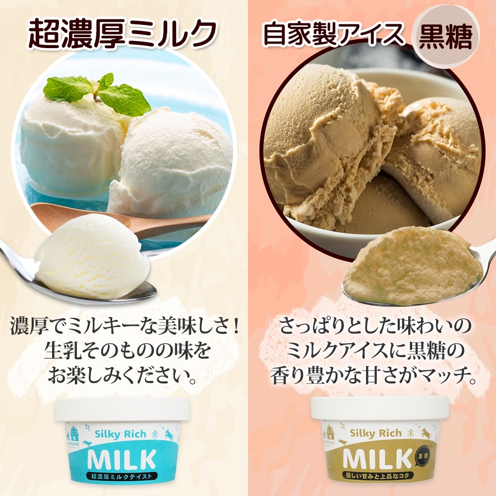 3223. 牧之瀬牧場 自家製アイス 2種  各3個 計6個 ミルク 黒糖 オリジナル アイス 生乳 牛乳 フレーバー 牧場 デザート 手作り セット  スイーツ 冷凍 送料無料 北海道 弟子屈町_イ