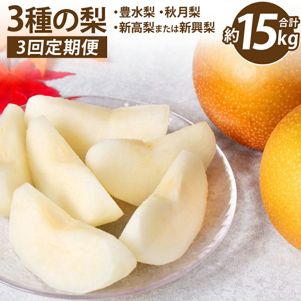 【ふるさと納税】 【先行予約】 【定期便3回】 熊本県産 3種の梨の定期便 約5kg ×3回 (計15kg) 梨 豊水 秋月 新高 新興 八代市 果物 フルーツ 旬 熊本県 送料無料 【2025年8月下旬より順次発送】