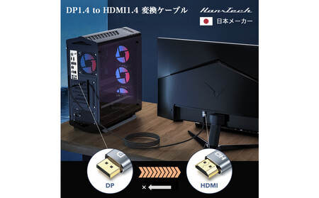 Hanx-Tech DP1.4 to HDMI1.4 変換ケーブル 1m