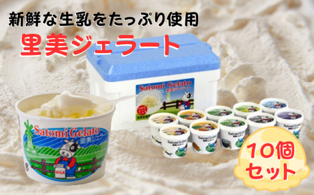 里美ジェラート 10個セット（バニラ×3個 フレッシュミルク×3個 抹茶×2個 ブルーベリー×2個） | アイス ジェラート