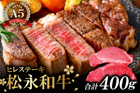 D-295 松永和牛 A5ランク 最高級 ヒレステーキ 2枚【牛肉 ステーキ 黒毛和牛 200g×2枚 合計400g 冷凍 肉 和牛 松永和牛 まつなが牛 A5ランク ヒレステーキ お祝い ご褒美 贅沢 特別な日 ご馳走 パーティー セット 松永牧場】