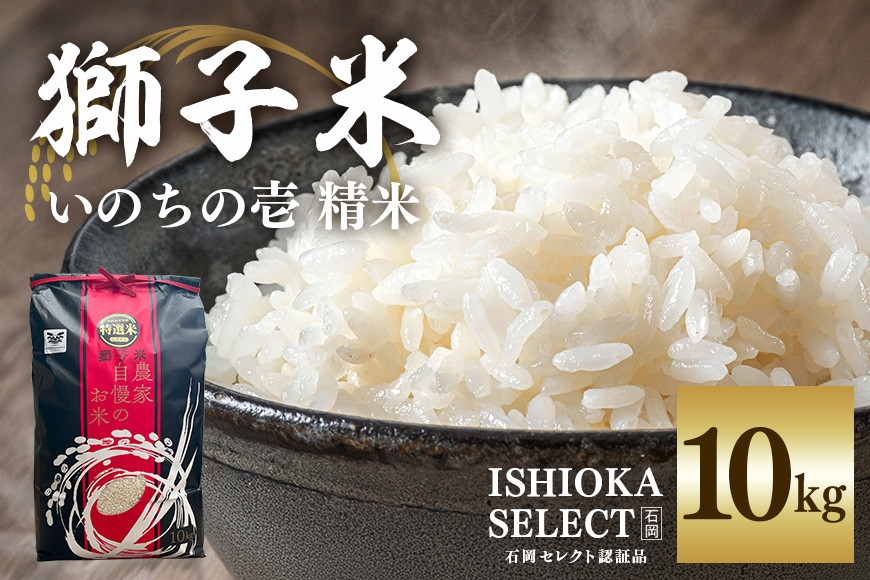 
            【令和6年産】獅子米 いのちの壱 精米 10kg 岡田ファーム コンテスト受賞米 お米 白米 米 おこめ ブランド米 10キロ 国産 単一原料米 コメ こめ ご飯 銘柄米 茨城県産 茨城 産直 産地直送 農家直送 ごはん 家庭用 贈答用 お取り寄せ 茨城県 石岡市 (B02-018)
          