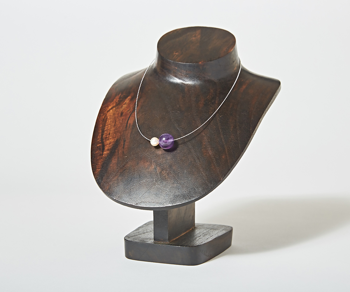 1899 OMAMORI JEWELRY あこや真珠8mm 夫婦岩チョーカーSV925 紫水晶・アメジスト　伊勢とこわかや OMAMOTIJEWELRY 真珠 夫婦岩チョーカー お守り あこや真珠 8