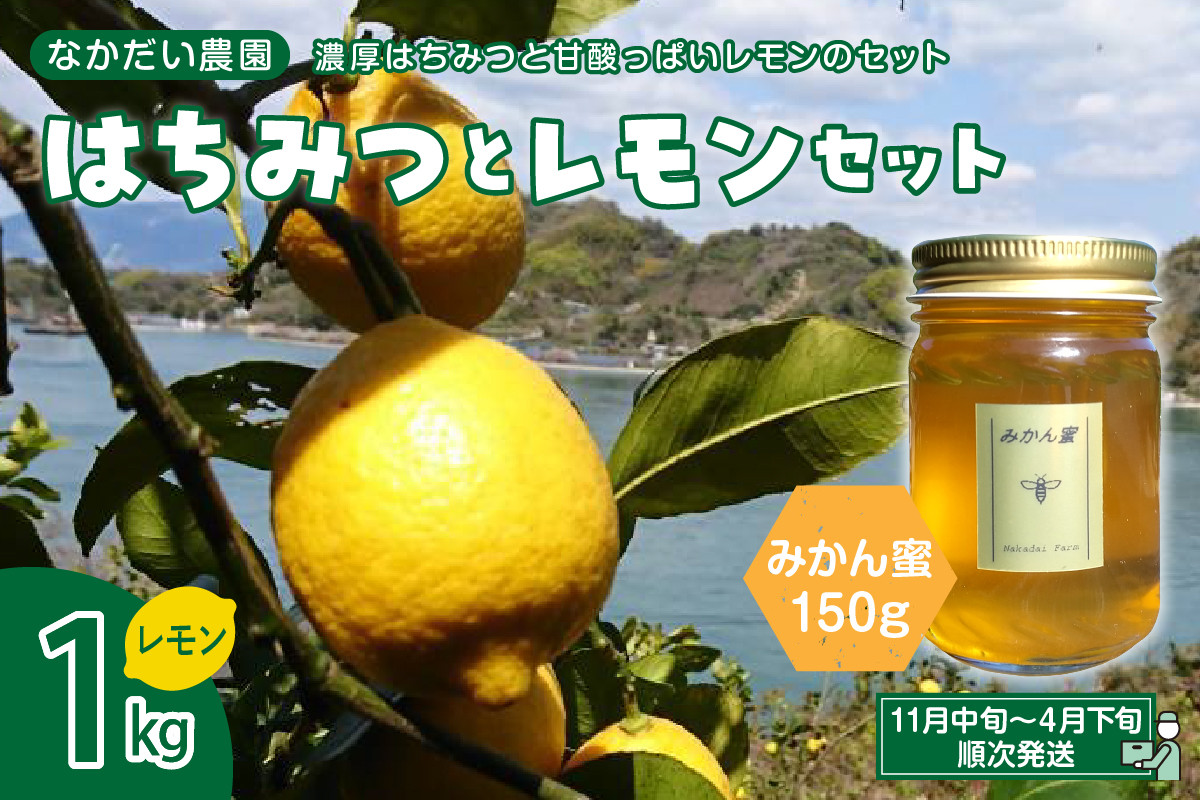 
【先行受付】【非加熱・純粋はちみつ】みかん蜜150g＆【栽培期間中防腐剤・農薬・ワックス不使用】レモン1キロセット
