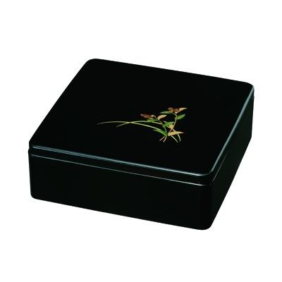 ふるさと納税 海南市 紀州漆器 7寸 一段 重箱 総黒 つゆ草