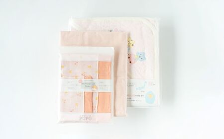 赤ちゃんのためのお風呂6点セット［シェルピンク］ おくるみ フード付き ガーゼタオル 沐浴ガーゼ ハンカチ タオル バスタオル ガーゼセット ベビータオル お風呂 赤ちゃん用品 沐浴 お風呂セット ベ