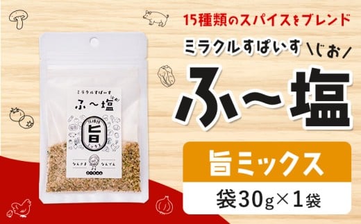 塩 ミラクルすぱいす ふ～塩 旨ミックス 袋30g×1袋 株式会社KIYORAきくち 《90日以内に出荷予定(土日祝除く)》 熊本県 菊池市 調味料 ハーブソルト 塩 天然塩 岩塩