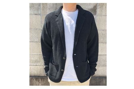 【阿部ニット】《ネイビー》片あぜ編みサマーニットジャケット（美濃和紙使用）Mサイズ  メンズファッション メンズ 服 ファッション F20C-430