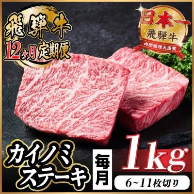【毎月定期便】飛騨牛 カイノミステーキ定期便 毎月1kg全12回【配送不可地域：離島】【4066635】