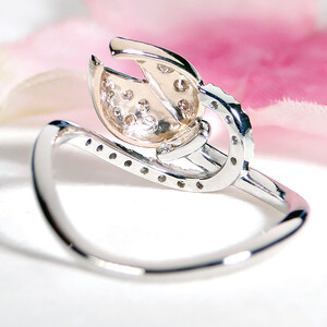 45-9-3 指輪Pt900 K18PG コンビリングダイヤモンド計0.22ct チューリッププラチナピンクゴールド【f194-ptpg】