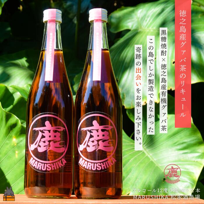 【ふるさと納税】グァバの豊かな風味♪ 徳之島産有機グァバ茶リキュール 720ml×2本 (アルコール12度) ( 黒糖焼酎 酒 グァバ グァバ茶 松永酒造場 徳之島 奄美 鹿児島 福留農園 )