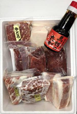 馬刺し 6種セット 1.1kg（大トロ 200g 中トロ 200g 赤身 400g フタエゴ 100g コウネ 100g）タレ