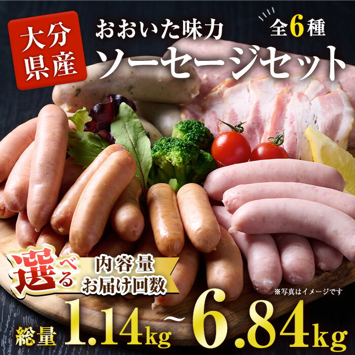【ふるさと納税】＼高評価★満足度95％以上／ おおいた 味力 ソーセージセット(総量1.14kg～6.84kg) 内容量・お届け回数が選べる！ ウィンナー ベーコン 定期便 国産 冷凍 豚肉 鳥肉 詰め合わせ 惣菜 おかず お弁当 粗挽き あらびき【DP68・DP69・DP79・DP80】【まるひで】