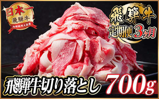 
            ＜毎月定期便＞飛騨牛　切り落とし　約700g＜冷蔵便＞全3回【4055017】
          