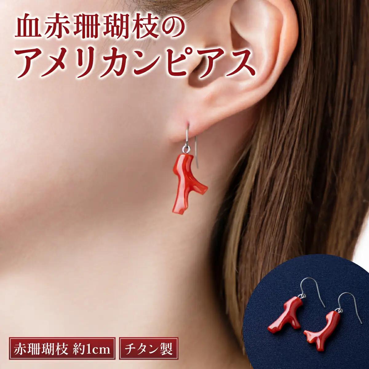 血赤珊瑚 ピアス 珊瑚