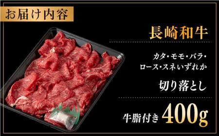 長崎和牛 切り落とし 約400g （カタ、モモ、バラ、ロース、スネのいずれか）【合同会社肉のマルシン】[QBN016]