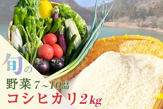 京都産 コシヒカリ2kg ＋ 旬の野菜セット 6回 定期便 京都 佐伯の里 新鮮 野菜 7～10品 コシヒカリ2kg 米 定期便 6ヶ月 京都丹波・亀岡産 季節の野菜 詰め合わせ 訳あり 生活応援 ※北海道・沖縄・離島への配送不可