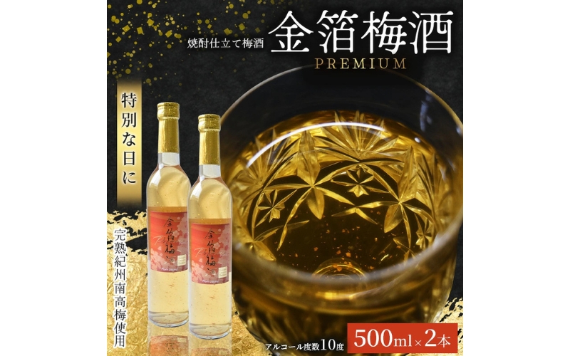 金箔梅酒PREMIUM 500ml×2本 【hjumys023】