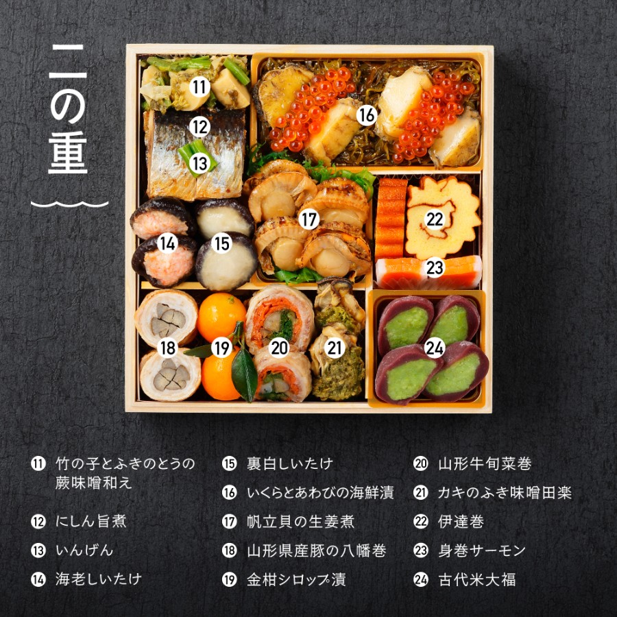 ＜赤坂あじさい＞和風おせち特選三段重『虹』(山形牛ローストビーフ・ずわい蟹入り/冷蔵)3～4人前【12月31日お届け】
