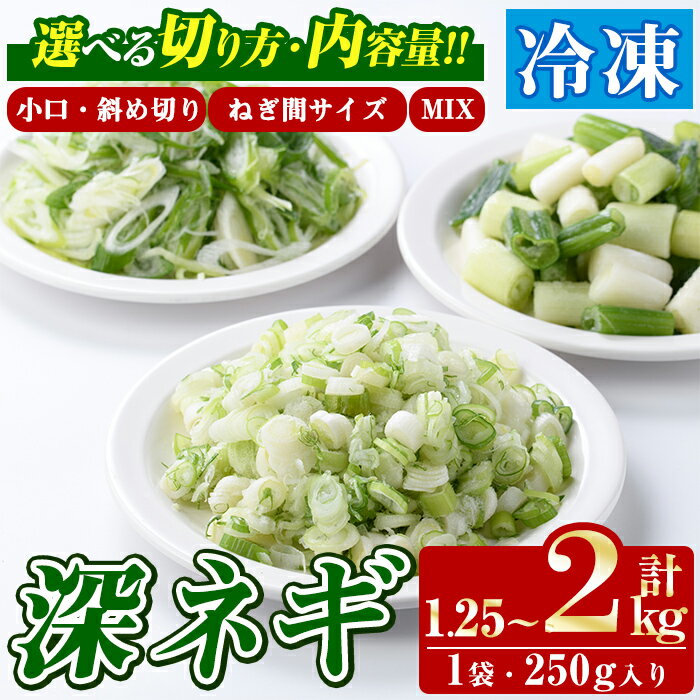 【ふるさと納税】＜先行予約受付中！2025年2月中旬以降順次発送予定＞＜切り方・内容量が選べる！＞数量限定！冷凍深ネギ(合計1.25～2.0kg・250g/袋) 野菜 冷凍 冷凍野菜 小分け ねぎ ネギ 深ネギ 小口切り 斜め切り ねぎま 簡単 手軽 小分け【合同会社グッドフィールド】