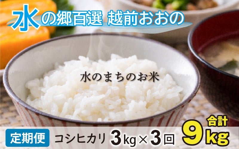 
                  【令和7年産】【3ヶ月定期便】こしひかり 3kg×3回 計9kg【白米】「エコファーマー米」水のまちのお米
                