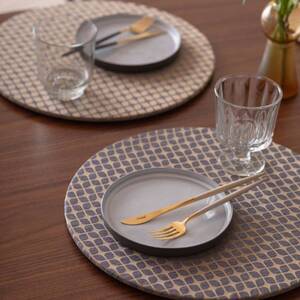 丸形ランチョンマット Calm Round Luncheon mat／カルム プレイスマットあり スノー インディゴ