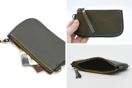 益子の革工房maharoのファスナーコインケース・カードケースセット　ダークグレー｜栃木県 益子町 ふるさと納税 コインケース カードケース 2個セット 牛革 手作り（AX133-5）