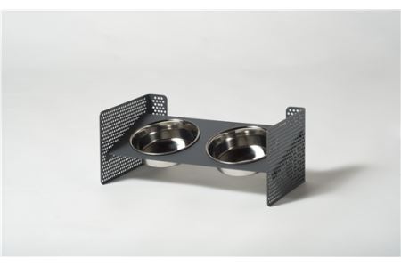 ＤＩＳＨ　ＳＴＡＮＤ（ペット用食器スタンド）【サイズ：Ｓ　カラー：サテングレー】※高さ・角度調整可能　組立式