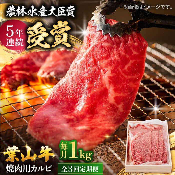 【ふるさと納税】【全3回定期便】 葉山牛 焼肉用カルビ1Kg / 牛肉 牛 肉 お肉 国産 やきにく 焼き肉 カルビ かるび BBQ ブランド牛 和牛 黒毛和牛 国産牛 贈答 ギフト 冷凍 葉山 定期 定期便 【有限会社葉山旭屋牛肉店】[ASAP041]