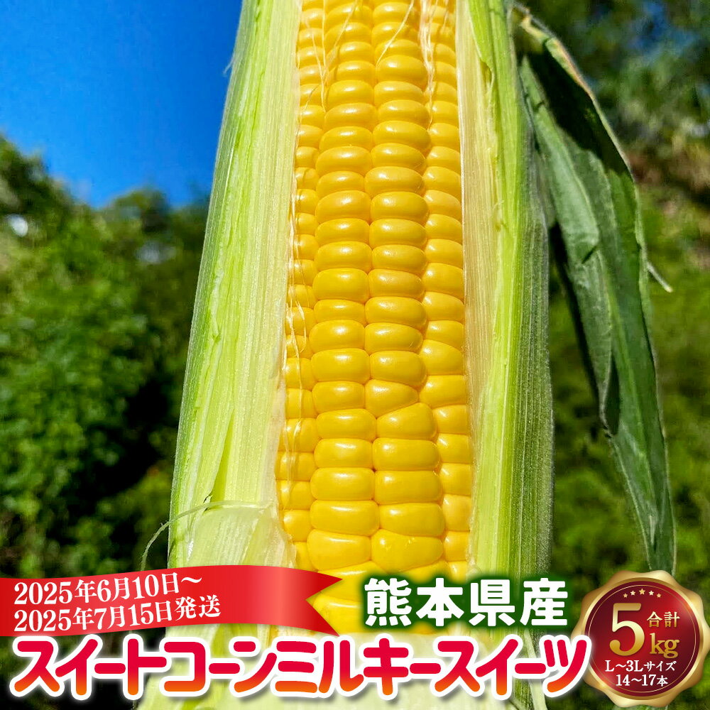 【ふるさと納税】熊本県産 スイートコーン ミルキースイーツ 約5kg とうもろこし トウモロコシ コーン 生 甘い 野菜 お取り寄せ 冷蔵 九州 熊本県 送料無料【2025年6月10日～2025年7月15日発送予定】